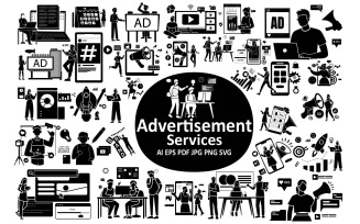 Professional Advertisement Services Illustrations pack