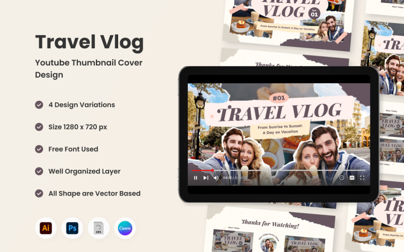 Travel YouTube Thumbnail Design Social Media