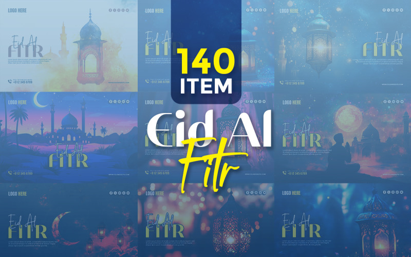 Eid al-Fitr Social Media Banner Poster Template Corporate Identity
