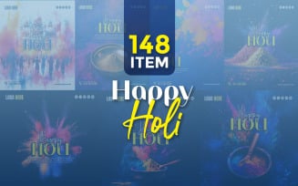 Happy Holi Social Media Banner Poster Template