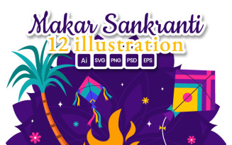 12 Makar Sankranti Celebration Illustration