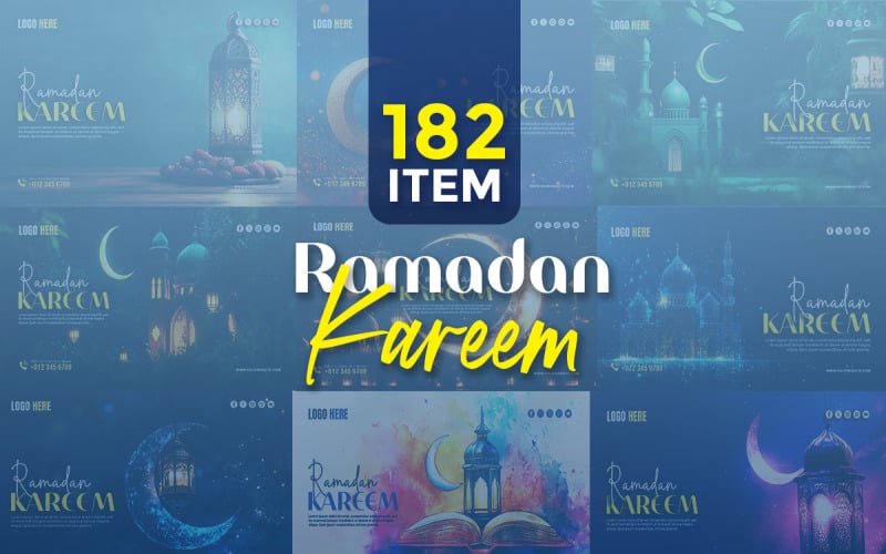 Ramadan Kareem Social Media Banner Poster Template Corporate Identity