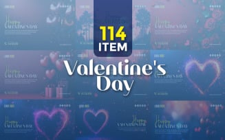Valentine's Day Social Media Banner Poster Template Bundle