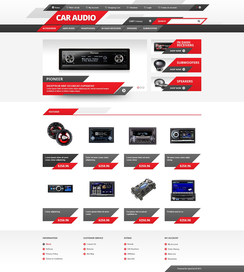 Car Audio OpenCart Template #47093