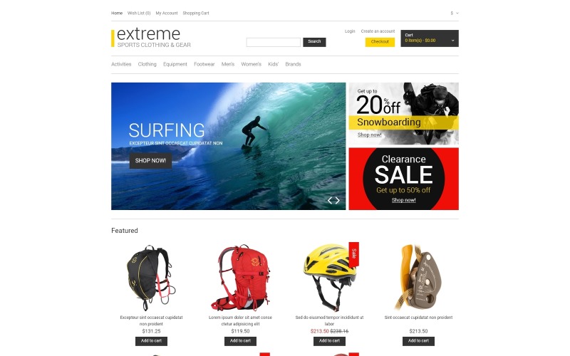 Gear for Extreme Hobbies OpenCart Template