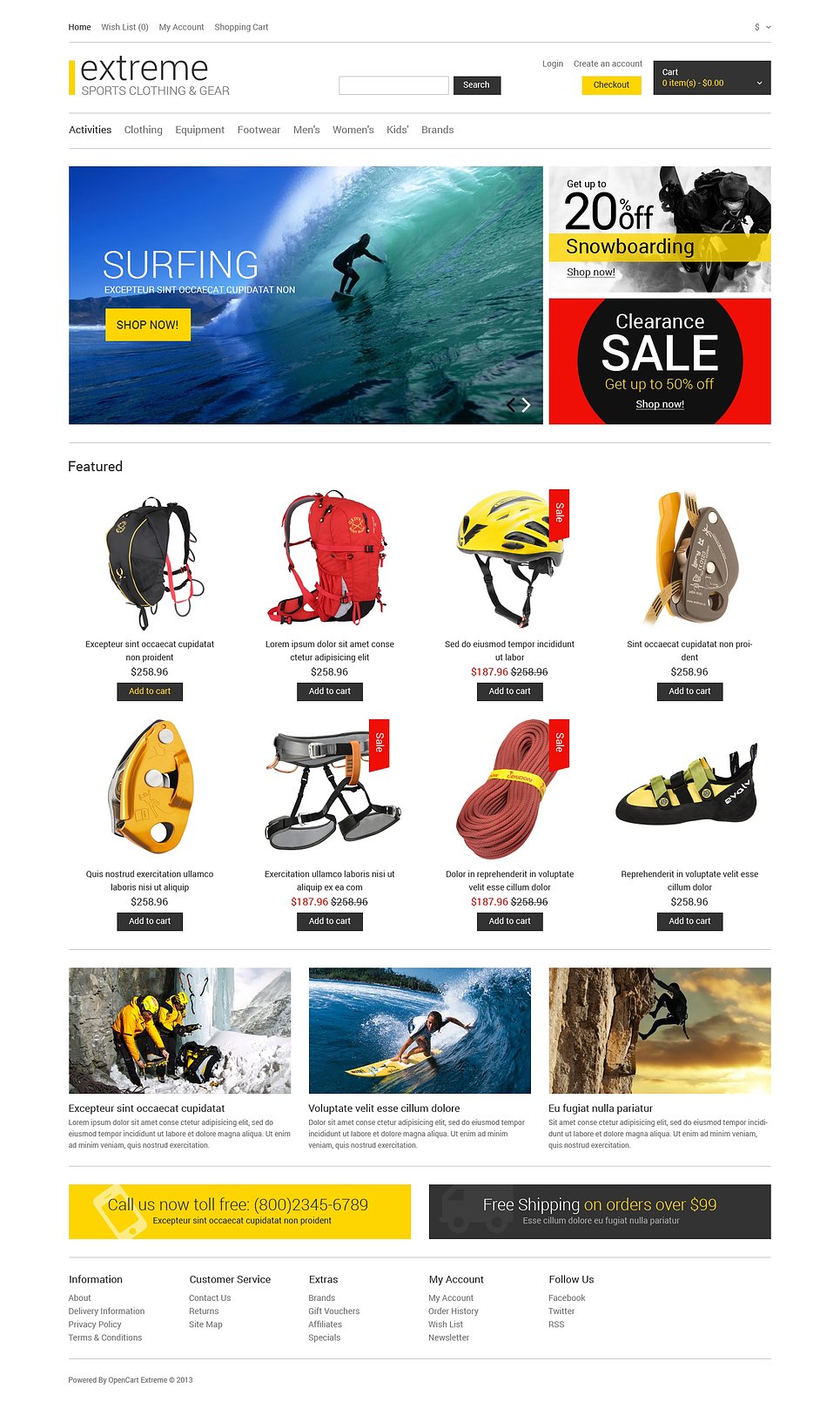 Gear for Extreme Hobbies OpenCart Template New Screenshots BIG