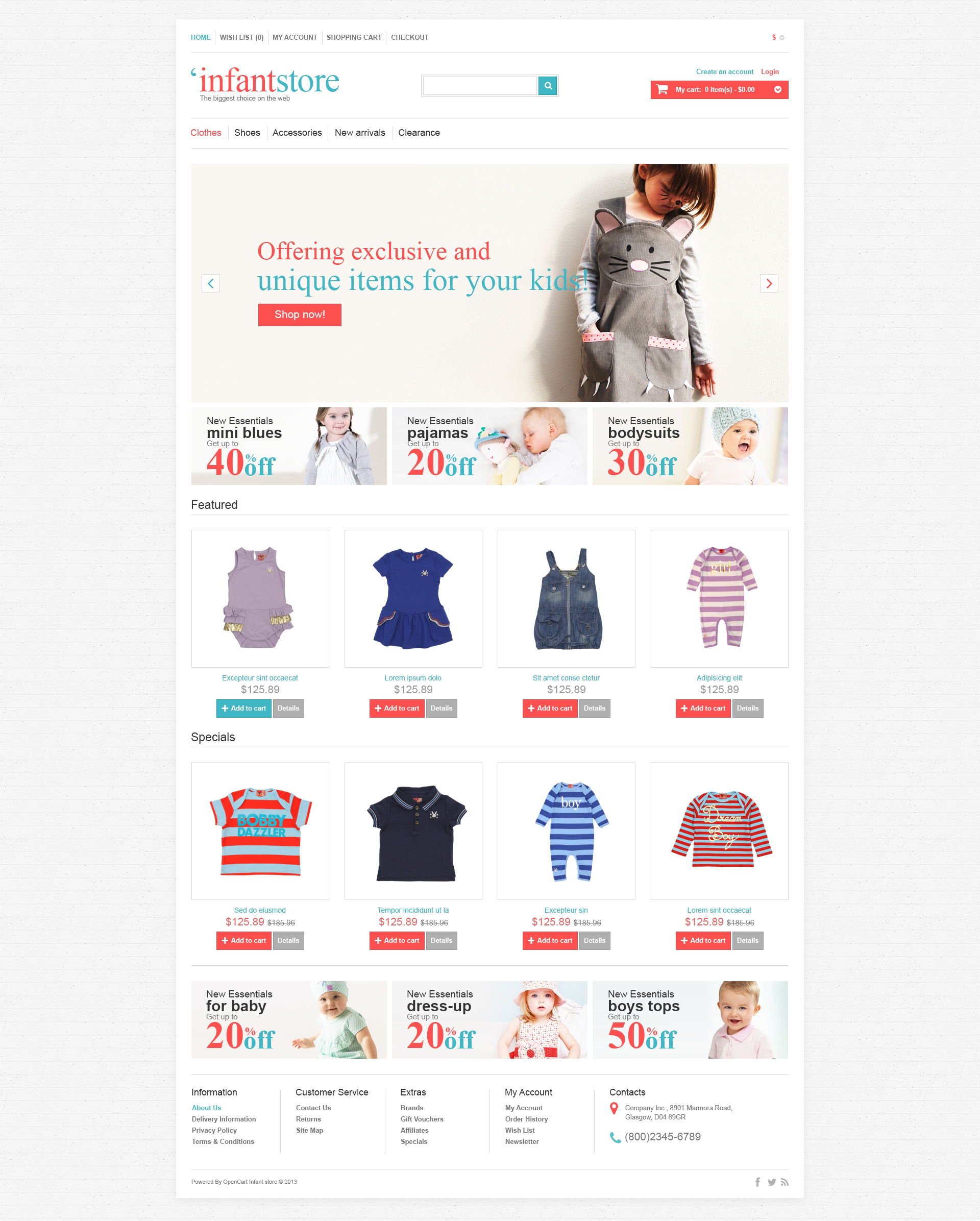 "Infant Store" - адаптивний OpenCart шаблон №47064 - скріншот