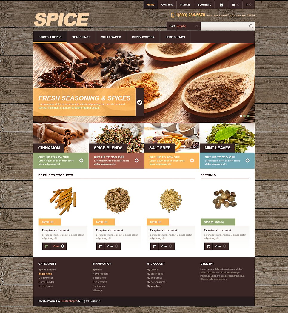 Spices for Cooking PrestaShop Theme New Screenshots BIG