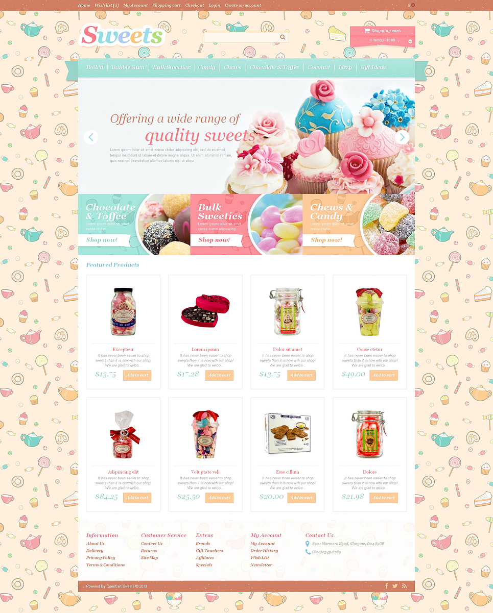 Sweets OpenCart Template New Screenshots BIG