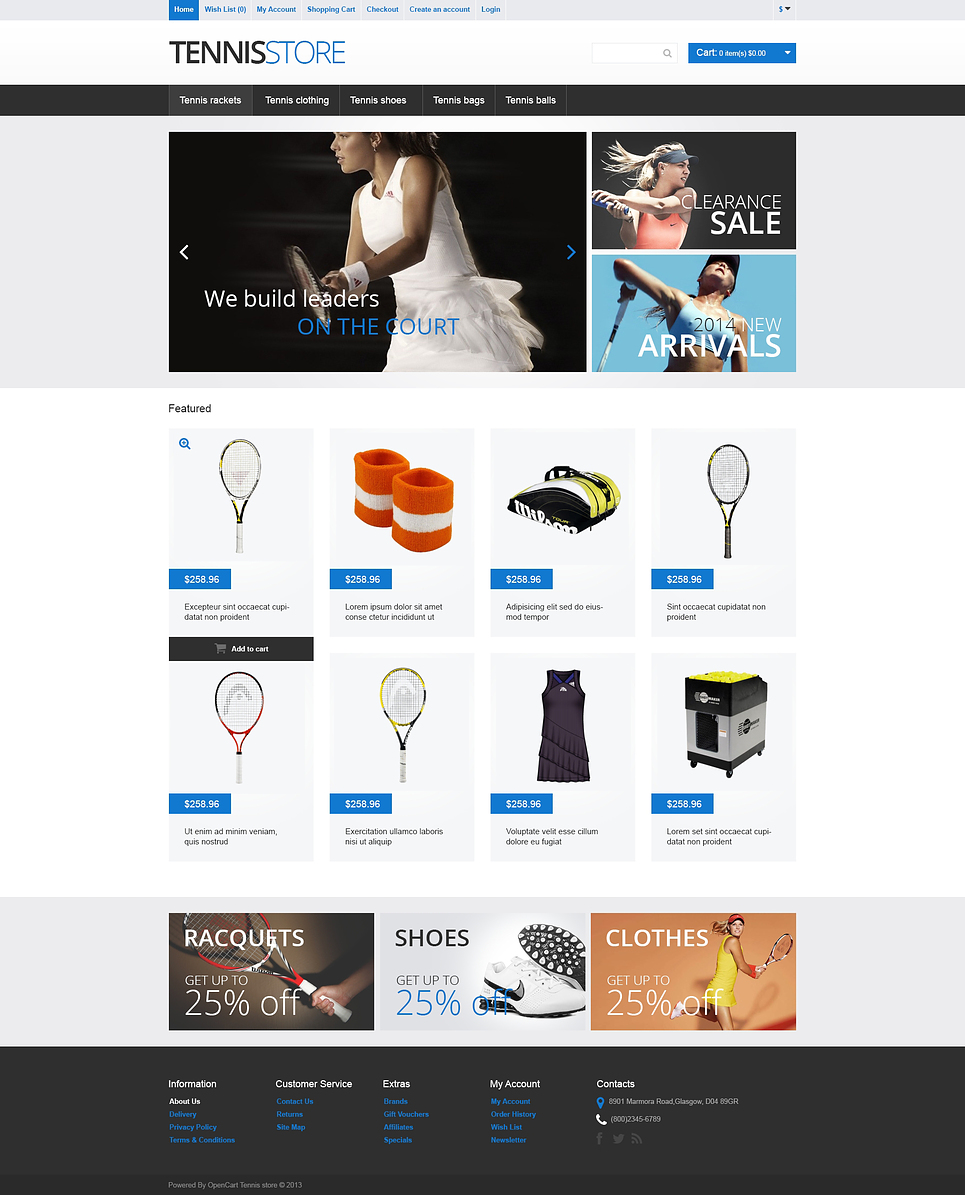 Tennis Gear OpenCart Template New Screenshots BIG