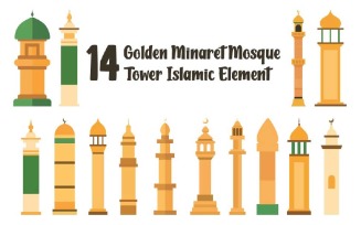 14 Golden Minaret Mosque Tower Islamic Element