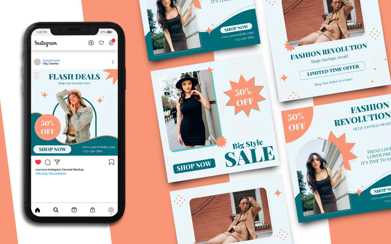 Fashion Sale Instagram Post Template 256 Social Media