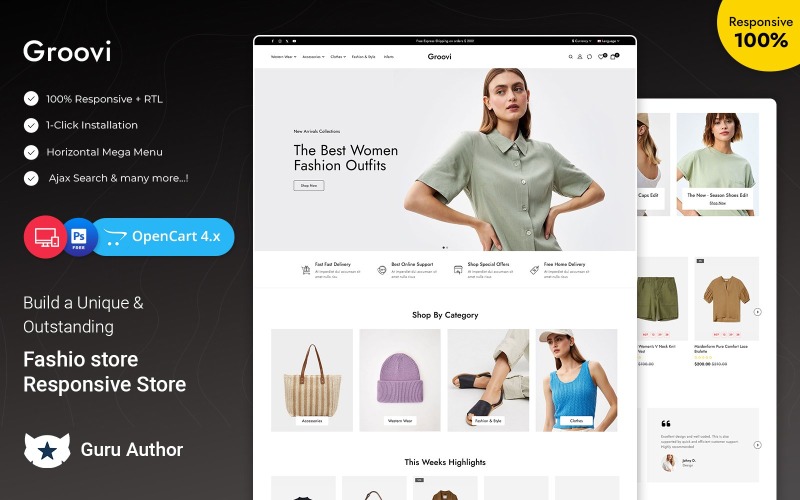 Groovi - Fashion Store Responsive Opencart Theme OpenCart Template
