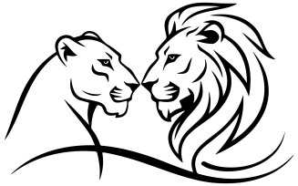 A logo a lion and lioness