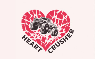 Heart Crusher Png, Happy Valentine's Day Png, Monster Truck Boy Png, Sublimation Design, Love Heart