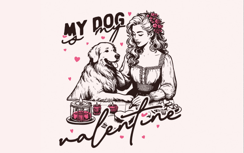 My Dog is My Valentine Png, Dog Mom Png, Sublimation Design, Dog Lover, Valentines Png, Instant Illustration