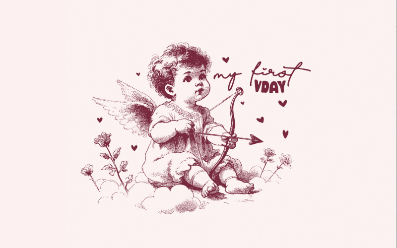 My First Valentine's Day PNG, My 1st Valentines, Baby Valentines PNG, Valentines Day PNG, Illustration