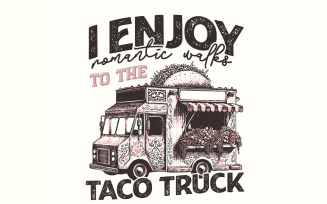 Romantic Walks to Taco Truck PNG, Valentines Day PNG, Taco Valentines PNG, Western Valentines