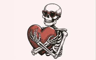Skeleton Hugging a Heart PNG, Funny Valentines Day PNG, Skeleton Valentines, Sublimation Designs,