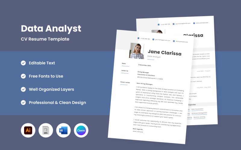Data Analyst CV Resume Design Resume Template