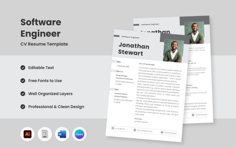 Software Engineer CV Resume Design Resume Template