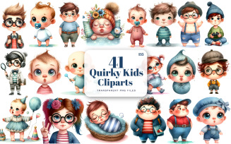 Quirky kids clipart, Quirky girl clipart, Boy Clipart, Watercolor Boy, Baby Boy Clipart | 135