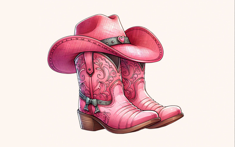 Coquette Cowgirl PNG, Western Valentine Sublimation, Valentines Day png, Cowboy Hat PNG, Vintage Illustration