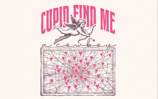 Cupid Find Me a Cowboy PNG, Western Valentine Sublimation, Valentines Day PNG, Cowboy Hat PNG,