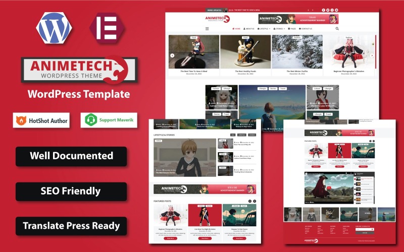 AnimeTech – Anime & Manga News WordPress Elementor Template WordPress Theme