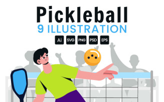 9 Pickleball Game Sport Illustration