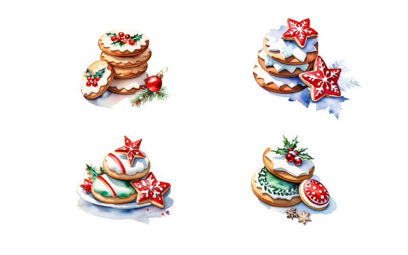 Christmas Baking Clipart, Cookies PNGS, Christmas Clipart, Watercolor Clipart Illustration