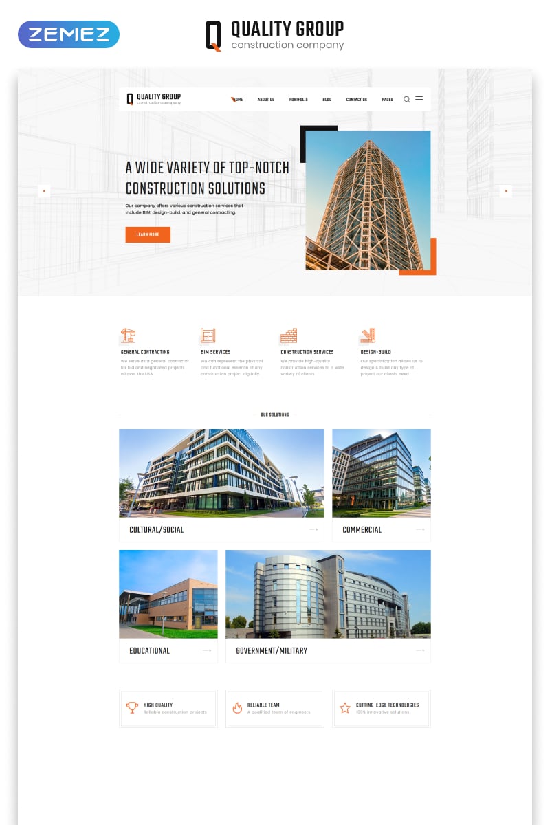 Responsive Quality Group - Construction Company Clean Multipage HTML5 Web Sitesi #47125 - Ekran resmi