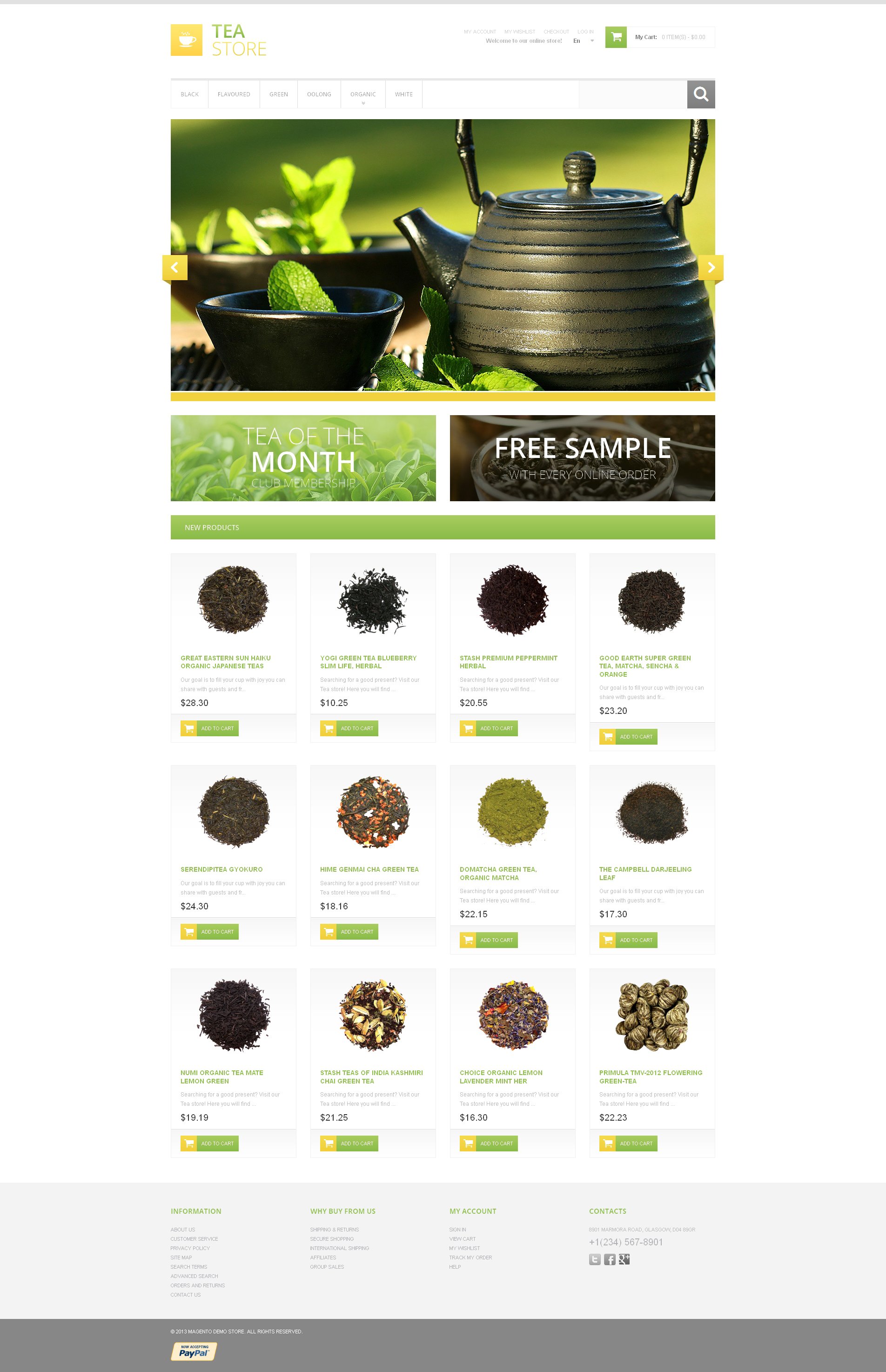 Reszponzív Bracing Tea Store Magento sablon 47181