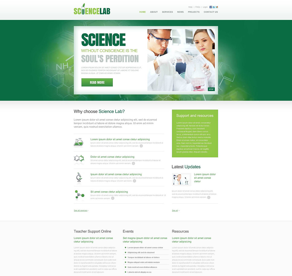 Science Lab Flash CMS Template New Screenshots BIG