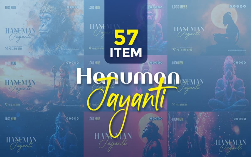 Hanuman Jayanti Social Media Banner Poster Template Corporate Identity