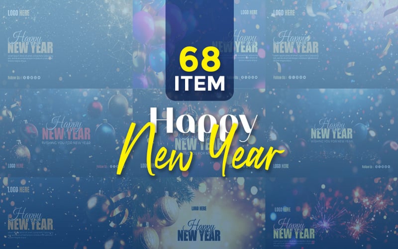 Happy New Year Social Media Banner Poster Template Corporate Identity