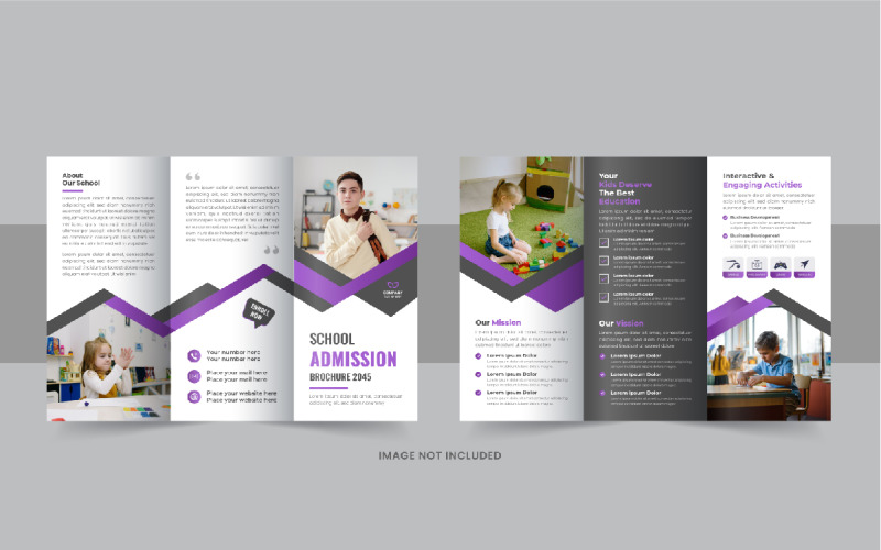 Kids School Admission Trifold Brochure, School academy trifold or school trifold brochure Corporate Identity