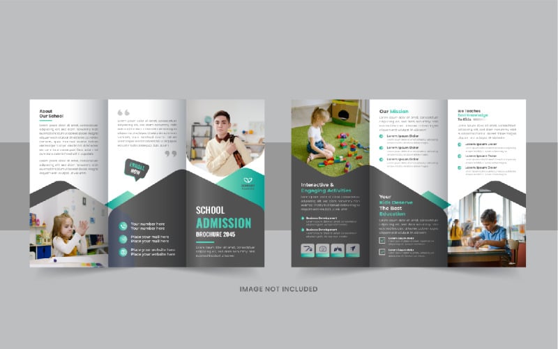 Kids School Admission Trifold Brochure, School academy trifold or school trifold design template Corporate Identity
