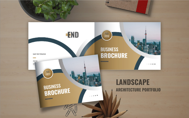 Landscape business brochure template or Company landscape portfolio brochure design template layout Corporate Identity