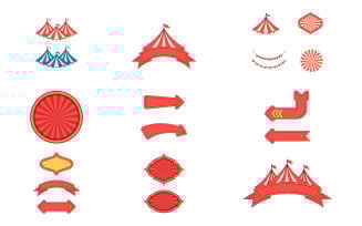 Circus vintage labels sign boards carnival elements