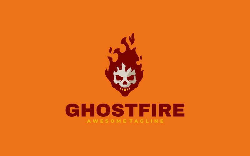 Ghost Fire Simple Mascot Logo Logo Template