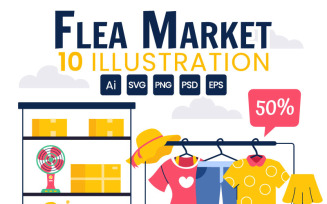 10 Flea Market Shopping Illustration