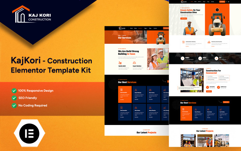 KajKori - Construction Elementor Template Kit Elementor Kit