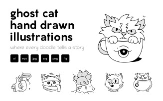 Modern Ghost Cat Doodles glyph
