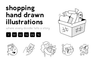 Modern Shopping Doodle Icons