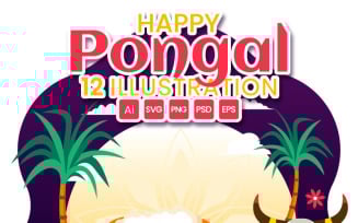 12 Happy Pongal Celebration Illustration