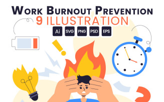 9 Work Burnout Prevention Illustration