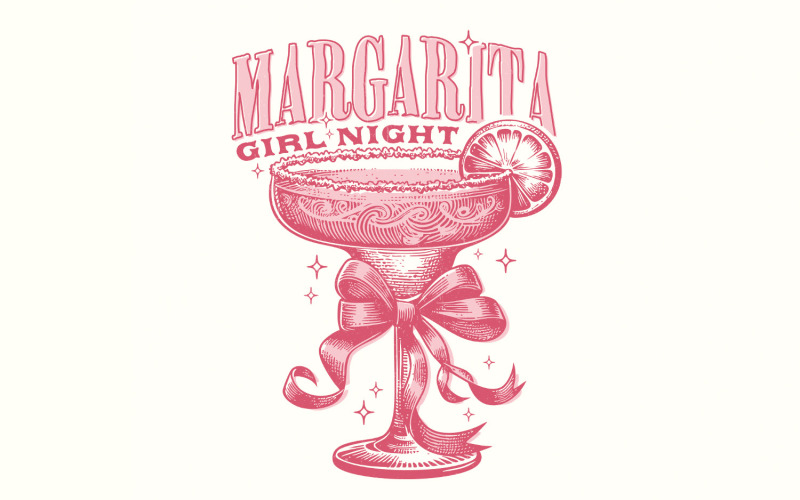 Margarita Girls Night PNG, Valentine Clipart, Trendy Vday Sublimation, Pink Cocktail PNG, Retro Illustration
