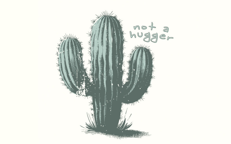 Not a Hugger PNG, Cactus PNG, Sublimation Design, Instant Download, Retro PNG, Funny Shirt Design, Illustration