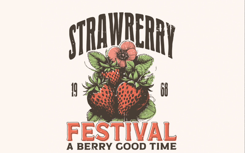 Retro Strawberry PNG, Strawberry Sublimation, Vintage Look Shirt Design, Sublimation Design Illustration